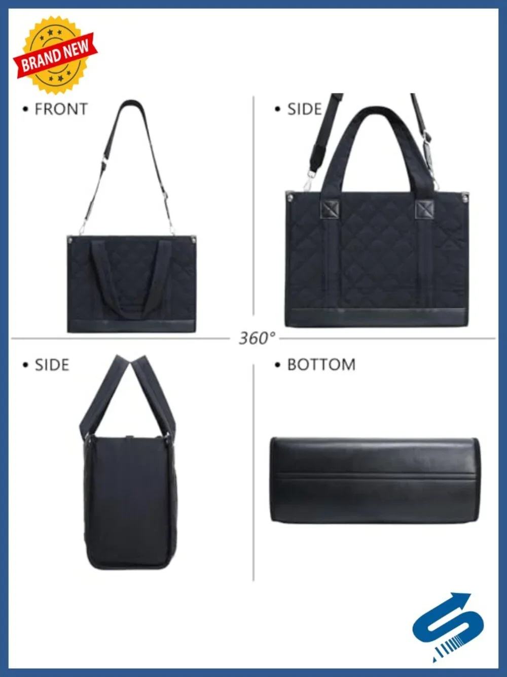 Cute Boxy Tote Bag with Zipper for Women, Lightweight 15L Work Travel College